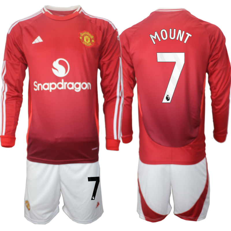 Men 2024-2025 Club Manchester United home Long Sleeves Red #7 Soccer Jerseys